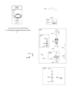 Electric Starter, Alternator Diagram and Parts List for 28W707-0122-XX  Briggs and Stratton Engine